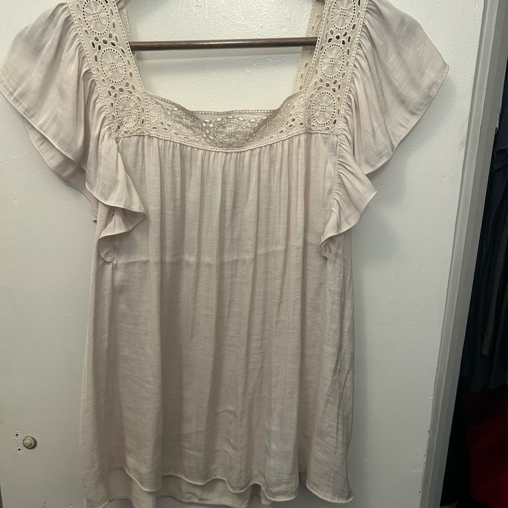 Joie Cream Flutter Sleeve Blouse
